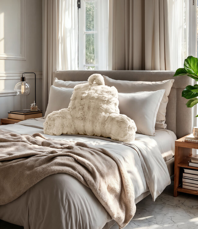 Rugsteunkussen Pompom Beige 34 x 50