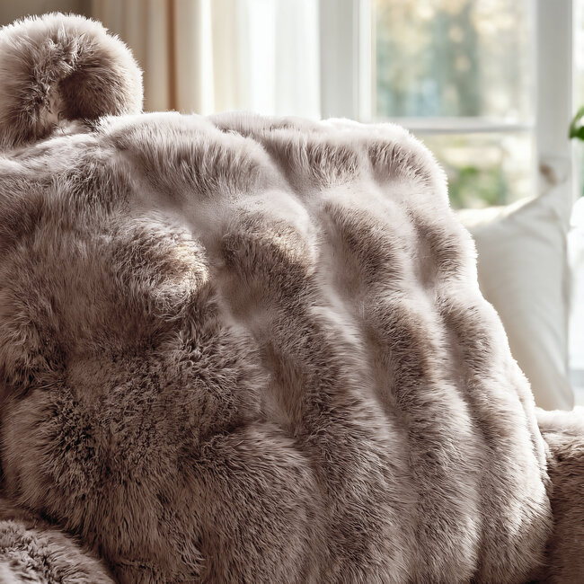 Bedsteunkussen Pompon Taupe 34 x 50