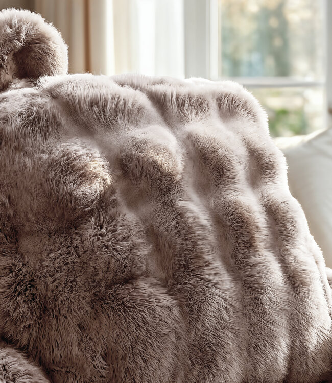 Bedsteunkussen Pompon Taupe 34 x 50