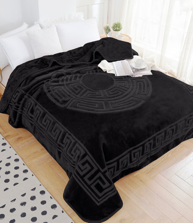 Geëmboste Zeta Deken Zwart