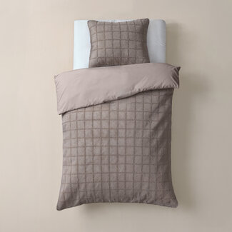 Sleeptime Nepbont geruit taupe 140x200/220