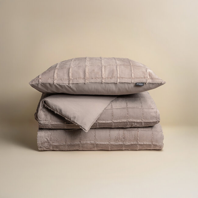Nepbont geruit taupe 140x200/220
