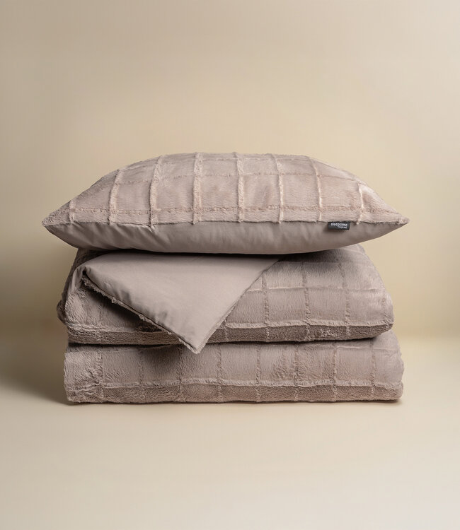 Nepbont geruit taupe 140x200/220