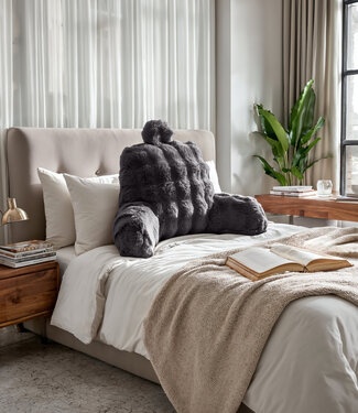 Primaviera Deluxe Bedsteunkussen met pompons antraciet 34 x 50 cm