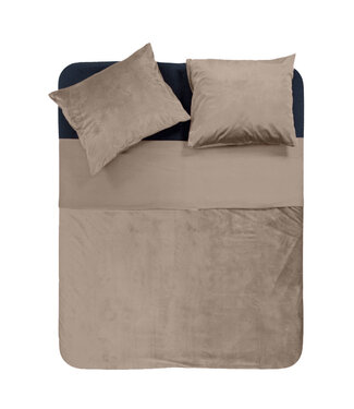 Sleeptime Fluwelen paspel Taupe / Grijs 200 x 220