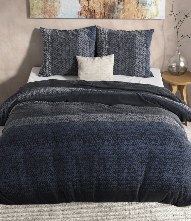 Flanel kleurverloop gebreid blauw 200 x 220