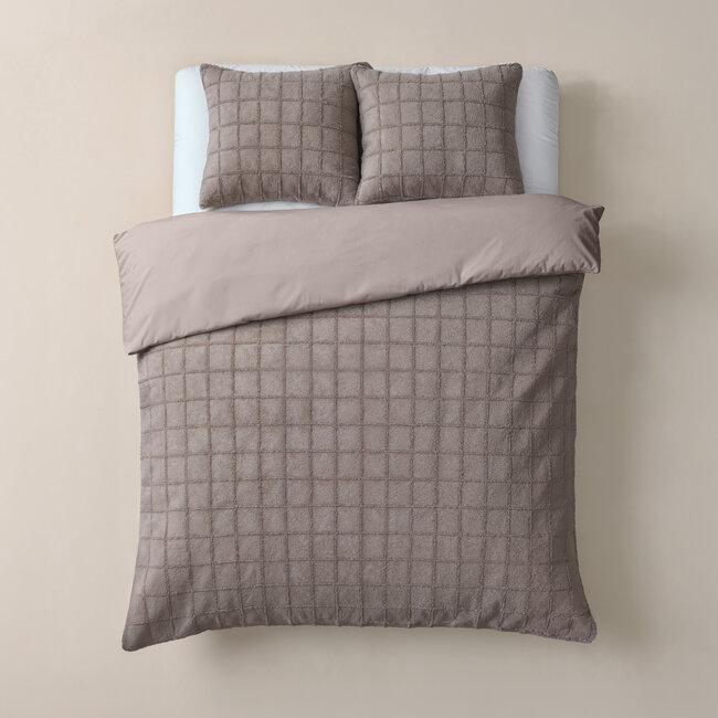 Geruit imitatiebont taupe 240x200/220