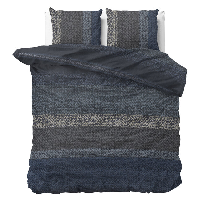 Flanel kleurverloop gebreid blauw 200 x 220