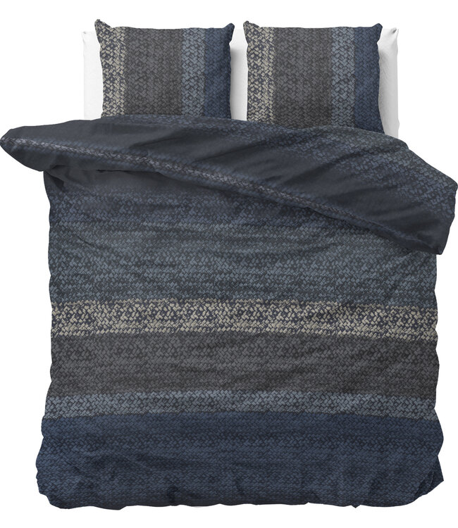 Flanel kleurverloop gebreid blauw 200 x 220