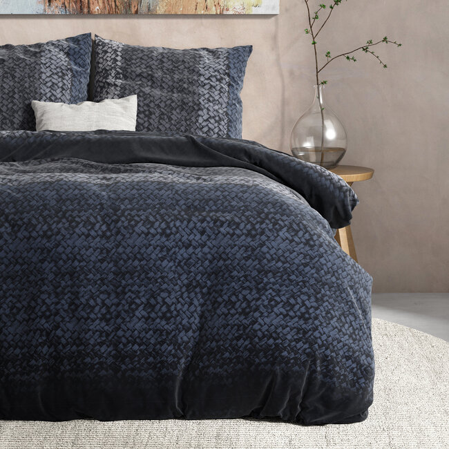 Flanel kleurverloop gebreid blauw 200 x 220