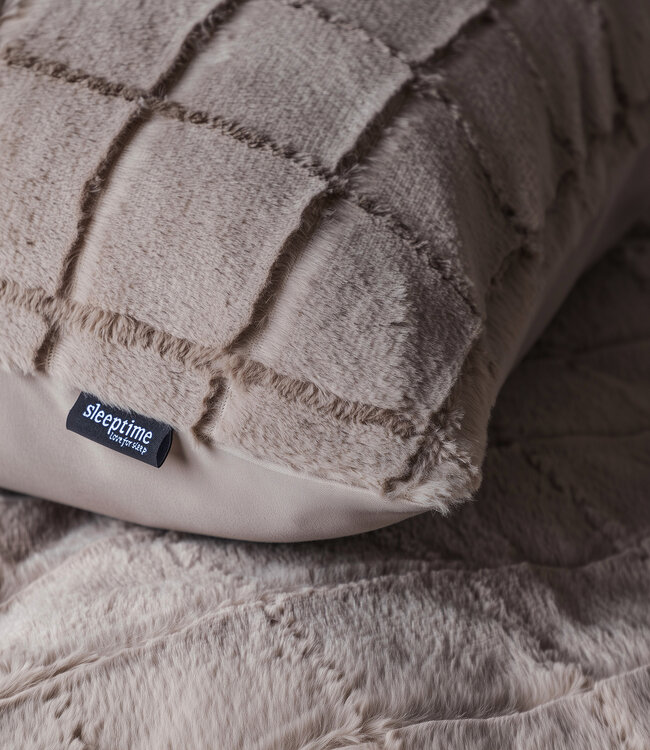 Geruit imitatiebont taupe 240x200/220