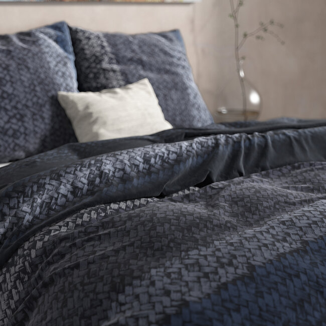 Flanel kleurverloop gebreid blauw 200 x 220
