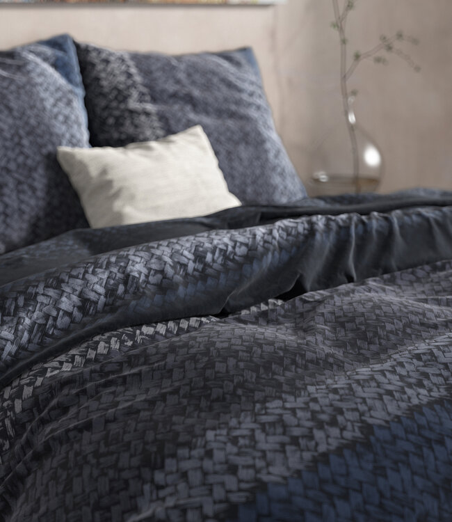 Flanel kleurverloop gebreid blauw 200 x 220