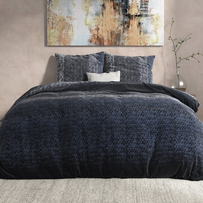 Flanel kleurverloop gebreid blauw 200 x 220