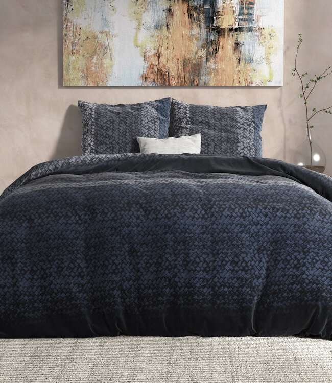 Flanel kleurverloop gebreid blauw 200 x 220