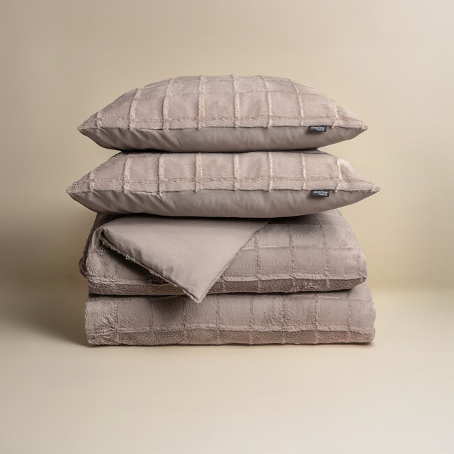 Geruit imitatiebont taupe 240x200/220