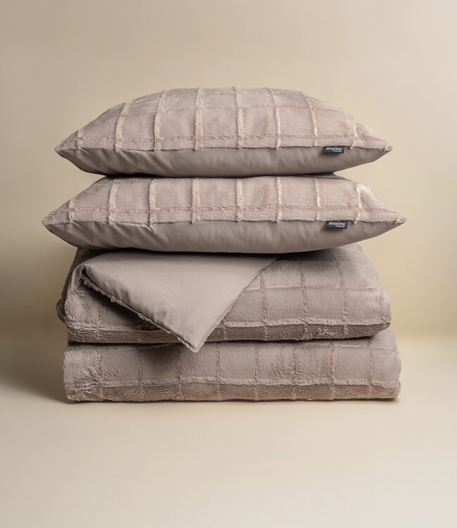 Geruit imitatiebont taupe 240x200/220