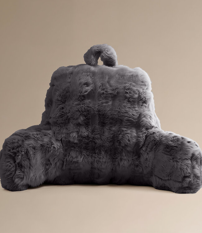 Bedsteunkussen met pompons antraciet 34 x 50 cm