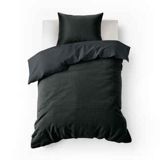 Sleeptime Karierter Teddy Anthrazit 140 × 200/220 - Bettbezug