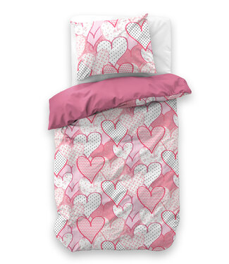 Little Monster Liefdevolle hartjes Roze 140 x 200/220