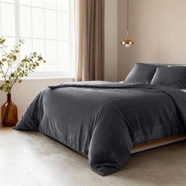 Linnick Velvet Duvet Cover black 200 × 200/220