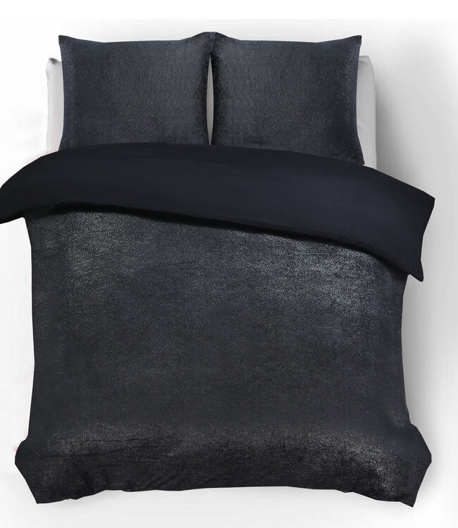 Glamour Flanel Deco Foil Zwart 140 x 200/220