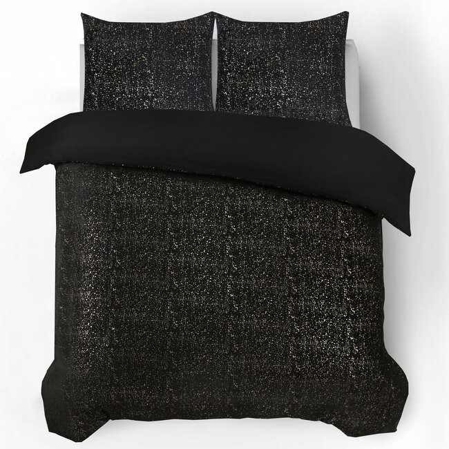 Glamour Flanel Sprankel Folie Zwart 200 x 200/220