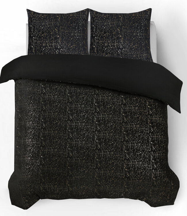 Glamour Flanel Sprankel Folie Zwart 200 x 200/220