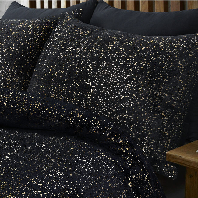 Glamour Flanel Sprankel Folie Zwart 200 x 200/220