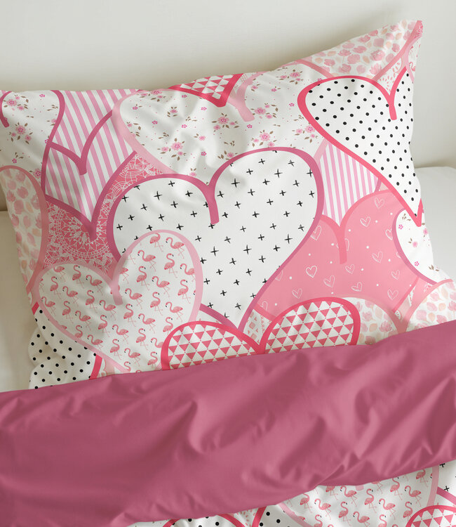 Liefdevolle hartjes Roze 140 x 200/220