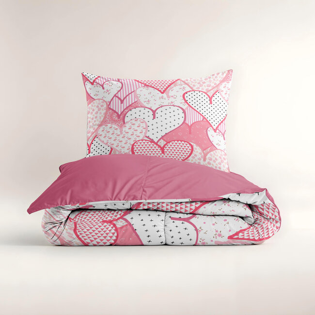 Liefdevolle hartjes Roze 140 x 200/220