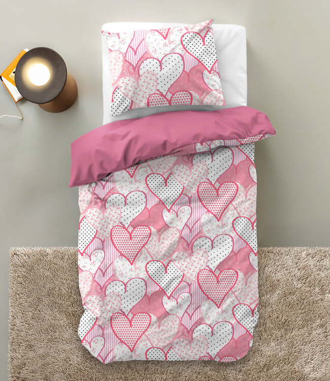 Liefdevolle hartjes Roze 140 x 200/220