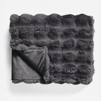 Primaviera Deluxe Pom konijnenbont plaid antraciet 150 x 200