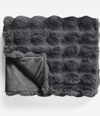 Primaviera Deluxe Pom konijnenbont plaid antraciet 150 x 200