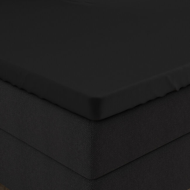 Dubbel jersey 220 gr. topper hoeslaken zwart 80/90 x 200/220 cm