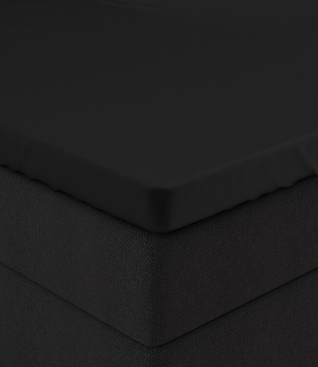 Dubbel jersey 220 gr. topper hoeslaken zwart 80/90 x 200/220 cm