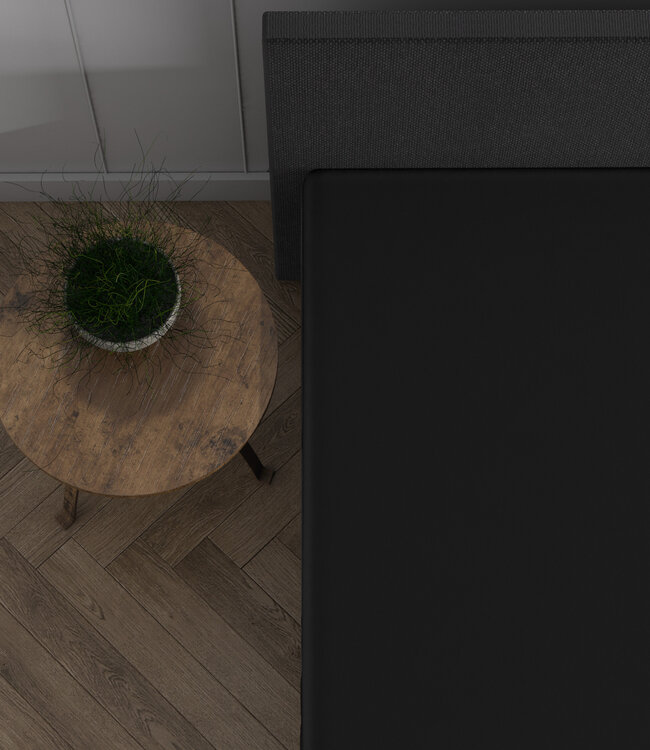 Dubbel jersey 220 gr. topper hoeslaken zwart 80/90 x 200/220 cm