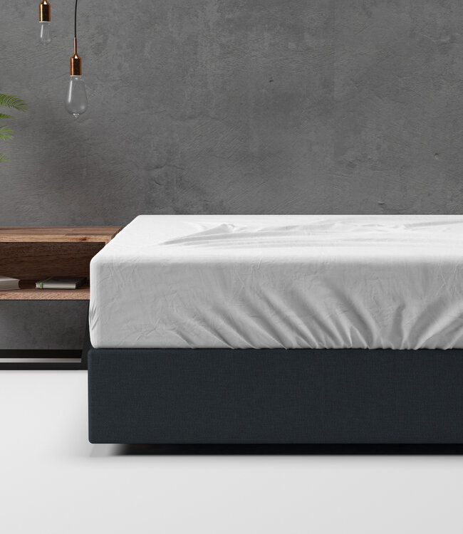 Flanellen basic hoeslaken wit 140 x 200