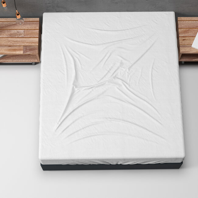 Flanellen basic hoeslaken wit 140 x 200