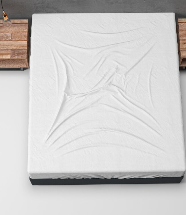 Flanellen basic hoeslaken wit 140 x 200