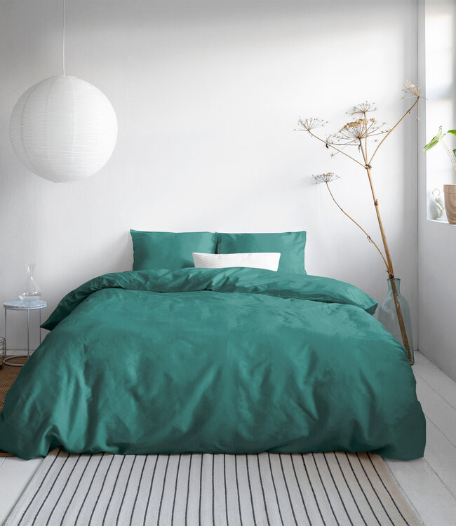 Effen Satijn Dekbedovertrek Donkergroen 200 x 200/220