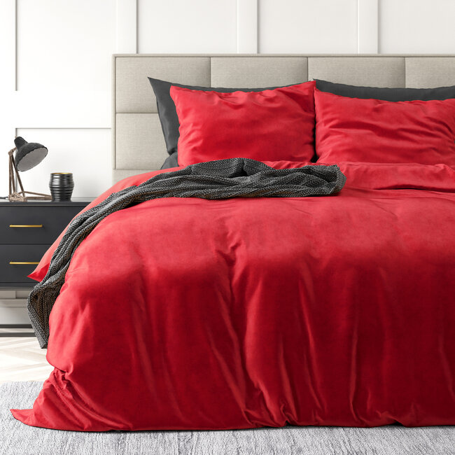 Velvet Uni Dekbedovertrek Rood 200 x 220