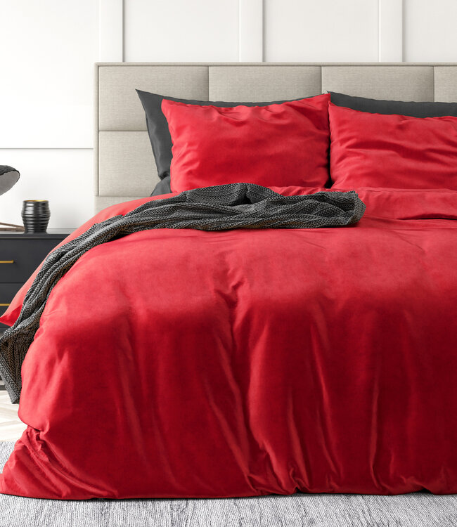 Velvet Uni Dekbedovertrek Rood 200 x 220