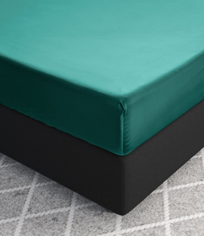 Satijnen hoeslaken donkergroen 160 x 220