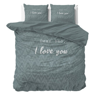 Sleeptime I Love Bed Bettbezug - Grün, 200 × 200/220 cm