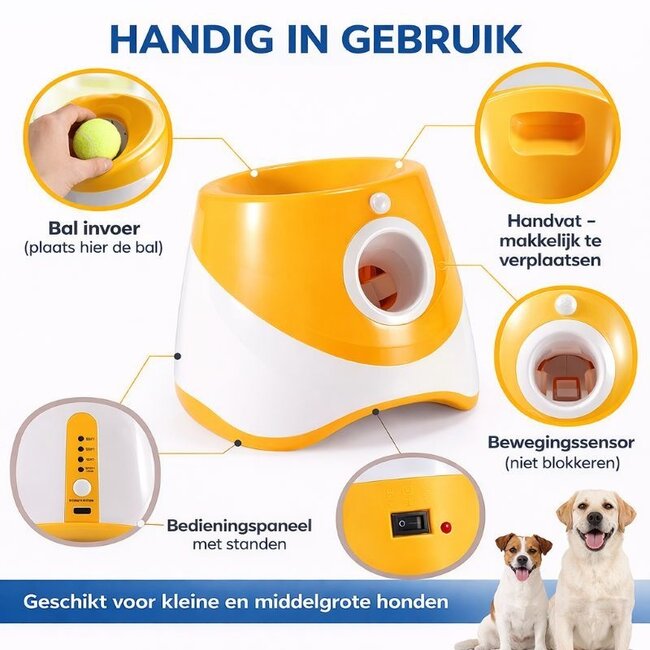 Automatische Ballenwerper - Oplaadbaar - 3 Werpsafstanden - 6 ballen