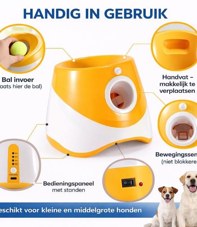 Automatische Ballenwerper - Oplaadbaar - 3 Werpsafstanden - 6 ballen