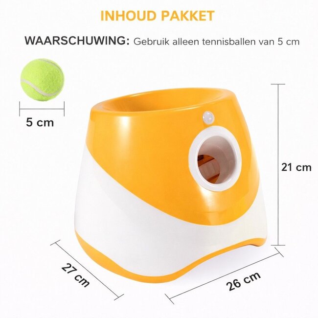 Ceruzo Automatic Ball Launcher - Rechargeable - 3 Throwing Distances - 6 balls