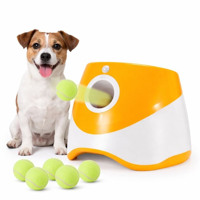 Ceruzo Automatic Ball Launcher - Rechargeable - 3 Throwing Distances - 6 balls