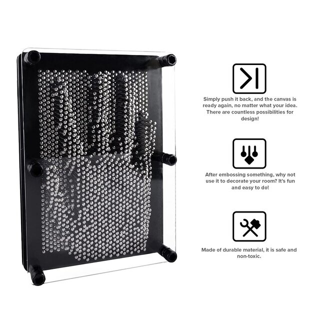 Mad Monkey - Handafdruknaalden 3D-spijkerbord, nagelafbeelding, zwart, zilver